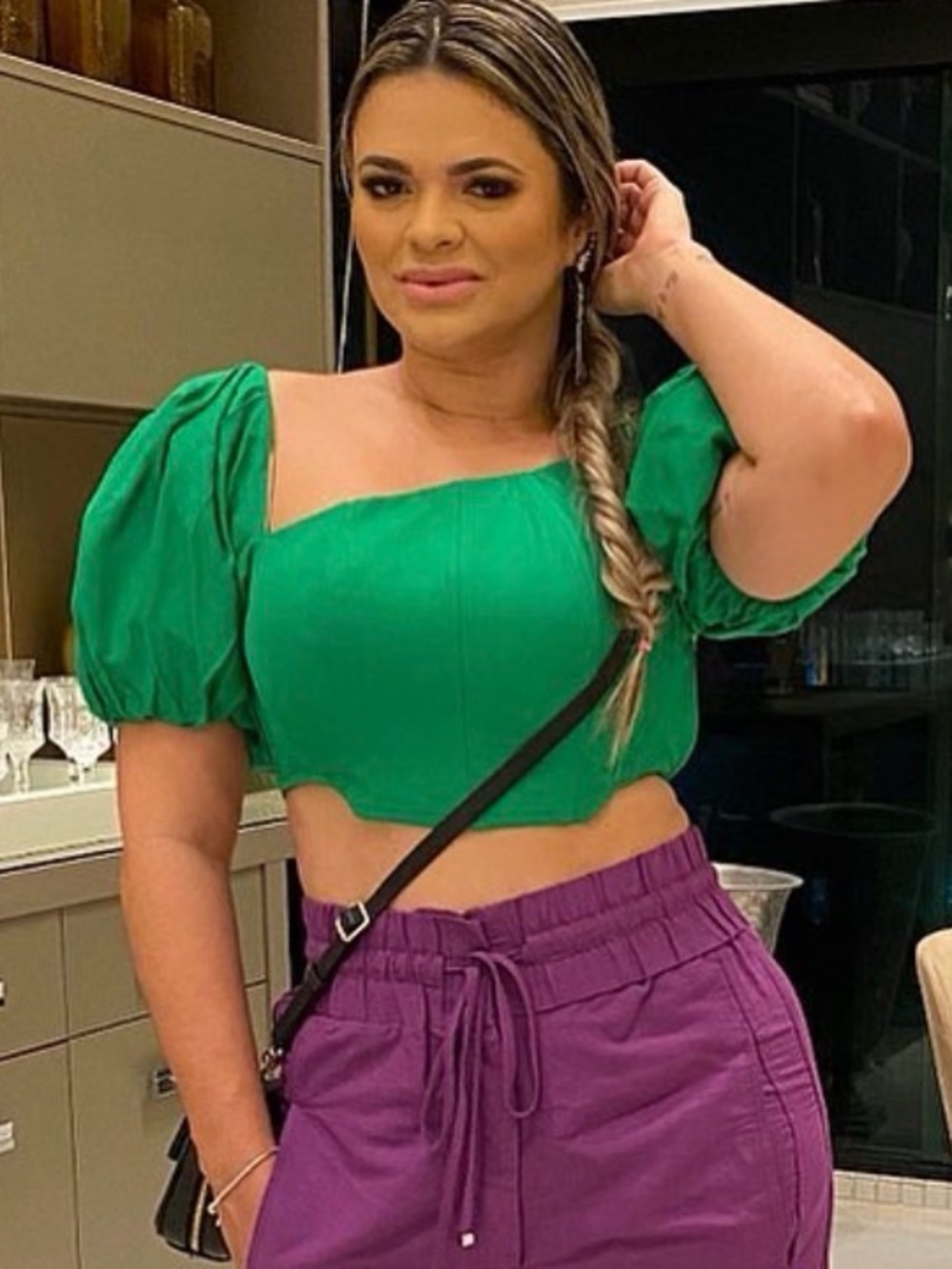 Green Cropped - Elastic Waist Pull-On